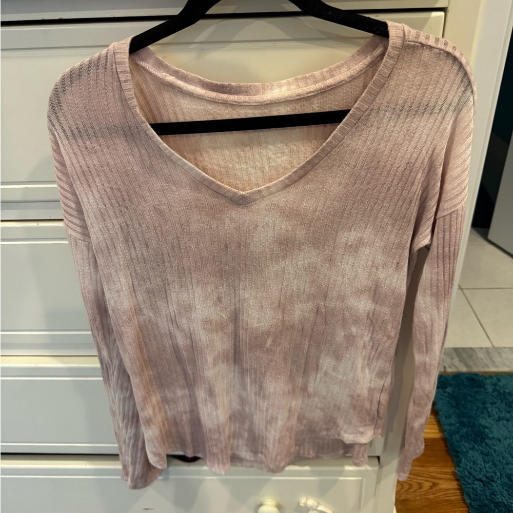 American Eagle Outfitters Pink Ribbed Long Sleeve Tunic